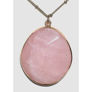 Gold-Plated Rose Quartz Pendant Necklace With Delicate Chain